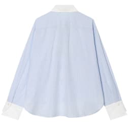 HXAO Oversized Striped Shirt Women's Blouse 2026 Blue White Contrast Frog Button Long Sleeve Top Casual Streetwear Shirts