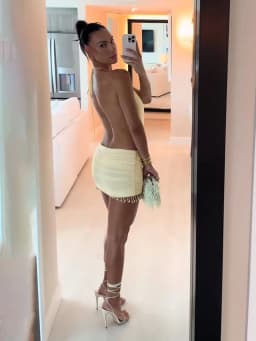Weird Puss Sexy Mesh Patchwork Mini Dress Women Lace-Up Halter Backless Pearl Tassel Ruched Elegant Midnight Club Party Outfits