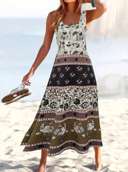 Fashion Summer Dresses 2026 Hawaiian Beach Vacation Bohemian Style Long Dress Sexy Sleeveless Round Neck Elegant Women's Dresses