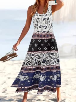 Fashion Summer Dresses 2026 Hawaiian Beach Vacation Bohemian Style Long Dress Sexy Sleeveless Round Neck Elegant Women's Dresses
