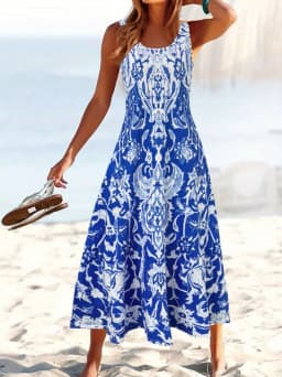 Fashion Summer Dresses 2026 Hawaiian Beach Vacation Bohemian Style Long Dress Sexy Sleeveless Round Neck Elegant Women's Dresses