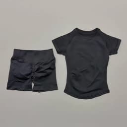 2 Pieces HISTELLO Sports Set Seamless Short Sleeve Low Rise Ribbed Shorts Soft Elastic Pilates Running Fitness Yoga Active Sets
