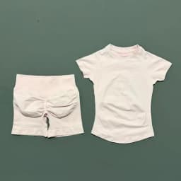 2 Pieces HISTELLO Sports Set Seamless Short Sleeve Low Rise Ribbed Shorts Soft Elastic Pilates Running Fitness Yoga Active Sets