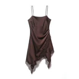 Women Lace Sling Strapless Dress Female Fashion Summer Asymmetric Satin Mini Dresses Chic Lady Evening Dress