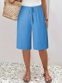 Women's Casual Fashion Solid Color Five-Quarter Pants Mid-Rise European And American Style Clothing for Women