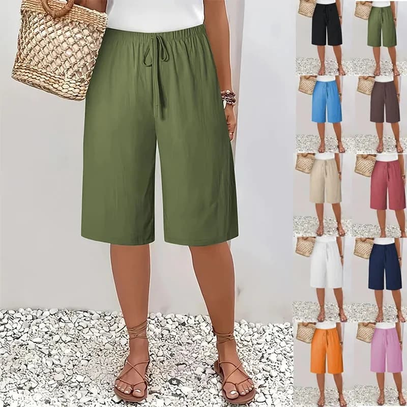 Women's Casual Fashion Solid Color Five-Quarter Pants Mid-Rise European And American Style Clothing for Women