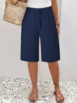 Women's Casual Fashion Solid Color Five-Quarter Pants Mid-Rise European And American Style Clothing for Women