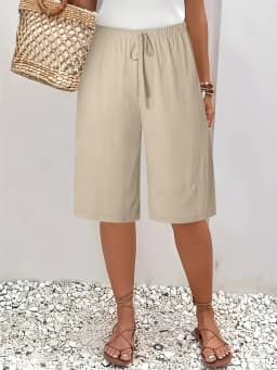 Women's Casual Fashion Solid Color Five-Quarter Pants Mid-Rise European And American Style Clothing for Women