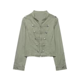 TFMLN Women Casual Denim Jacket Coat 2026 Spring Autumn Long Sleeve Stand Collar Short Coat Female Button Decor Crop Top