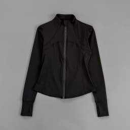 Women Slim Fit Stand Collar Zip Up Yoga Jacket Thumb Hole Long Sleeve Running Fitness Sports Outer Coat