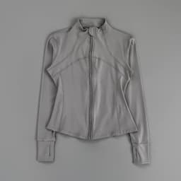Women Slim Fit Stand Collar Zip Up Yoga Jacket Thumb Hole Long Sleeve Running Fitness Sports Outer Coat