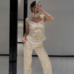 Vintage Trendy Lace Top Off‑white Stylish Casual Office Women Blouse Summer Leisure Cute Sweet Date Street Female Outfit