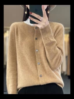 Fashion Women 100% Merino Wool Cardigans Cashmere Sweater Autumn Winter O-neck Long Sleeve Knitwear Female Basic Clothing Tops