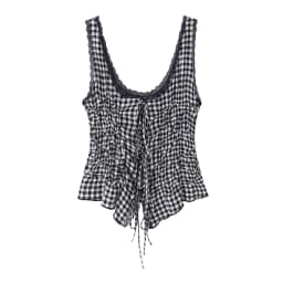 DUOPERI Women Y2K Fashion Solid Pleated Lace Up Slim Fitting Camisole Straps V-Neck Female Chic Lady Casual Tank Tops