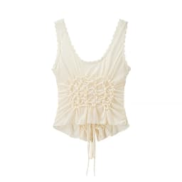 DUOPERI Women Y2K Fashion Solid Pleated Lace Up Slim Fitting Camisole Straps V-Neck Female Chic Lady Casual Tank Tops