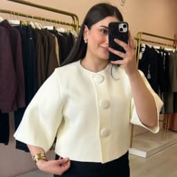 HXAO Women's Cropped Knit Cardigan Summer 2026 Elegant Off White Button O-Neck Short Sleeve Tops For Woman Resort Bolero Sweater