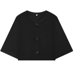 HXAO Women's Cropped Knit Cardigan Summer 2026 Elegant Off White Button O-Neck Short Sleeve Tops For Woman Resort Bolero Sweater