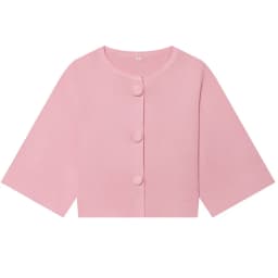 HXAO Women's Cropped Knit Cardigan Summer 2026 Elegant Off White Button O-Neck Short Sleeve Tops For Woman Resort Bolero Sweater