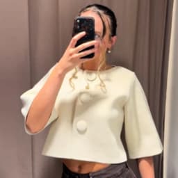 HXAO Women's Cropped Knit Cardigan Summer 2026 Elegant Off White Button O-Neck Short Sleeve Tops For Woman Resort Bolero Sweater