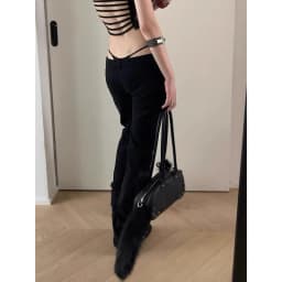 ZHIZOU Women Low Rise Jeans Black Flared Denim Pants Gyaru American Retro Korean Cyber Punk Trumpet Jeans Y2k Skinny Bell Bottom