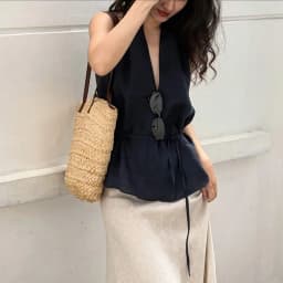 Linad Street Chic Navy Halter Tank Top For Women Fashion Deep V Neck Lace Up Vest Female Spring Casual Sleeveless Tops 2026