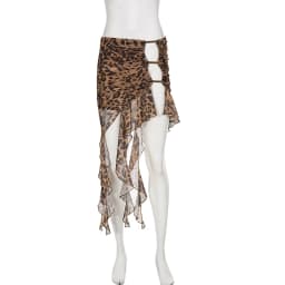 IAMSURE-Vintage Leopard Printed High Slit Hottie Irregular Half Mesh Skirts Summer Design Holiday Wearing Mini Skirts Women New