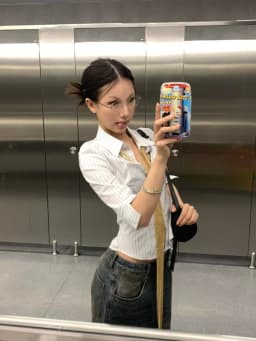 Genayooa Korean Fashion Shirt Women Striped Three Quarter Slim Shirt Y2k Vintage Tops Streetwear Japanese 2000s Retro Shirts