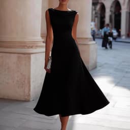 Women Draped Cowl Neck Sleeveless Waist Ruched Midi Dress Elegant Formal Wedding Guest Swing Dress