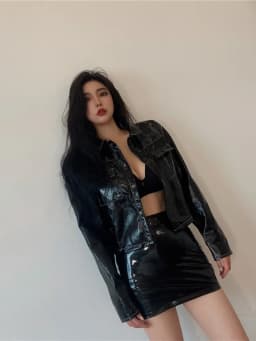 Black High Waist Leather Mini Skirt Women's Autumn Winter Sexy Tight PU Reflective Korean Style Sweet