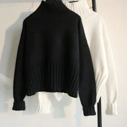 Lucyever Black White Autumn Winter Sweaters Women Soft Thick Loose Fit Knitted Pullovers Female Long Sleeve Turtleneck Sweater