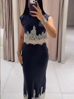 TFMLN 2026 Women's Skirt 2-Piece Set Lace Spliced Sleeveless Stand Collar Top + Slim A-Line Midi Skirt Elegant Ladies Suit