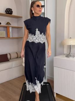 TFMLN 2026 Women's Skirt 2-Piece Set Lace Spliced Sleeveless Stand Collar Top + Slim A-Line Midi Skirt Elegant Ladies Suit