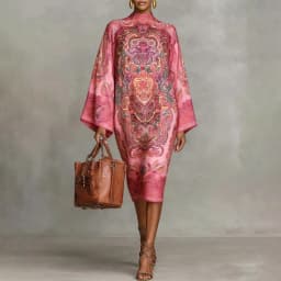Yeezzi 2026 New Retro Classic Printed Party Evening Midi Dresses Loose Batwing Sleeves Elegant Ramadan Church Kaftan Dress Robe