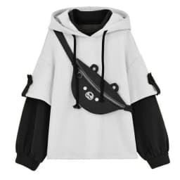 Y2K Clothes Cute bear backpack in spring and autumn fashion Hoodie Women's winter Harajuku loose casual street clothes Japanese
