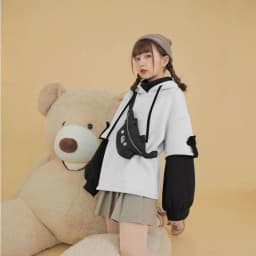 Y2K Clothes Cute bear backpack in spring and autumn fashion Hoodie Women's winter Harajuku loose casual street clothes Japanese