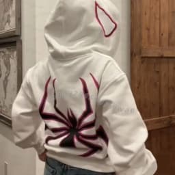 2026 Autumn And Winter Women Hooded Hoodie Harajuku Fashion Y2k Oversized Coat Personality Spider Print Men Women's Hoodie