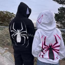 2026 Autumn And Winter Women Hooded Hoodie Harajuku Fashion Y2k Oversized Coat Personality Spider Print Men Women's Hoodie