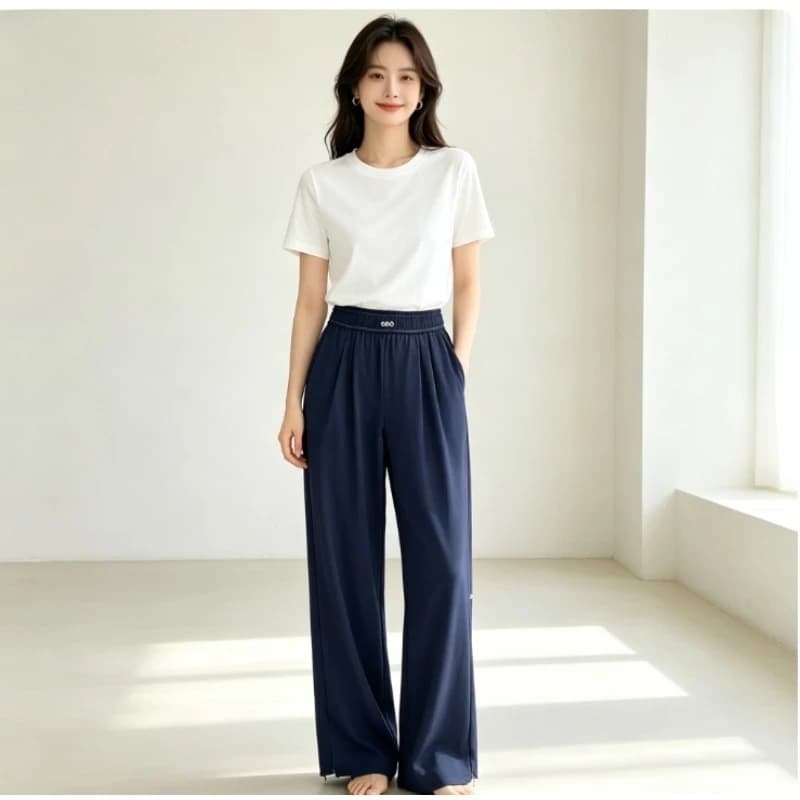 2026 Loose Casual Pants Women's Summer High Waist and Thin Yoga Pants Breathable Drape Straight Mouth Wide Leg Sweatpants