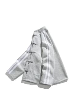 Women Oversized Sweatshirt Jacket Black Stand Collar Hoodie Coat Striped Sleeve Casual Streetwear Y2K Fashion Autumn Winter