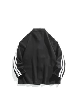 Women Oversized Sweatshirt Jacket Black Stand Collar Hoodie Coat Striped Sleeve Casual Streetwear Y2K Fashion Autumn Winter