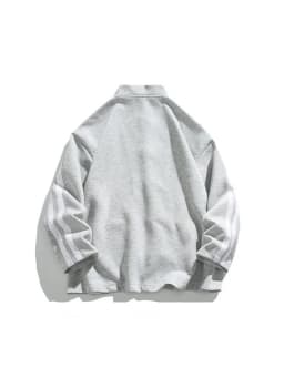 Women Oversized Sweatshirt Jacket Black Stand Collar Hoodie Coat Striped Sleeve Casual Streetwear Y2K Fashion Autumn Winter