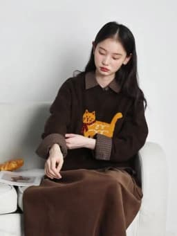 CHIC VEN New Women Sweaters Loose Casual O Neck Cartoon Cat Female Knitted Jumpers Pullovers for Girl Autumn Winter 2025
