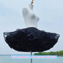Lolita Boneless Crinoline Petticoat Black Ultra Poof Soft Mesh Short Skirt Flight Heaven Underskirt for Kawaii Style 25-45cm