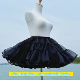 Lolita Boneless Crinoline Petticoat Black Ultra Poof Soft Mesh Short Skirt Flight Heaven Underskirt for Kawaii Style 25-45cm