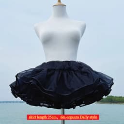 Lolita Boneless Crinoline Petticoat Black Ultra Poof Soft Mesh Short Skirt Flight Heaven Underskirt for Kawaii Style 25-45cm