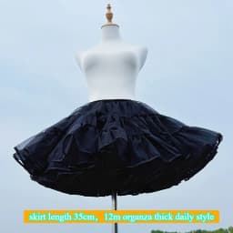 Lolita Boneless Crinoline Petticoat Black Ultra Poof Soft Mesh Short Skirt Flight Heaven Underskirt for Kawaii Style 25-45cm