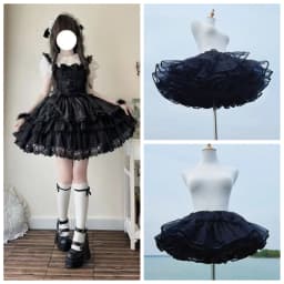 Lolita Boneless Crinoline Petticoat Black Ultra Poof Soft Mesh Short Skirt Flight Heaven Underskirt for Kawaii Style 25-45cm