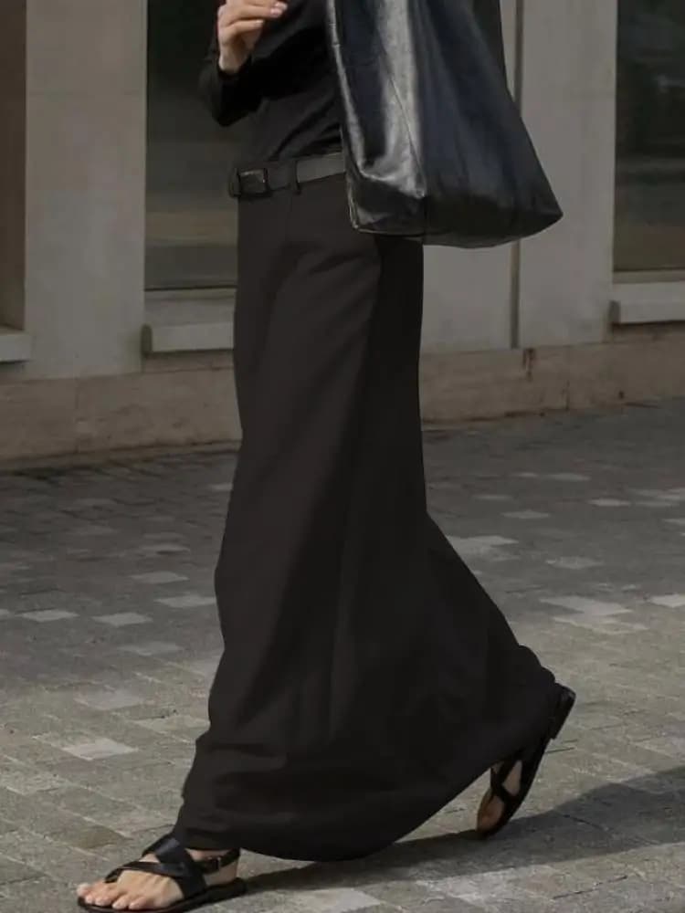 UOOZEE Office Lady Formal Solid Color H-line Skirts 2026 New Spring Summer High Waist Casual Elegant Long Skirt For Women