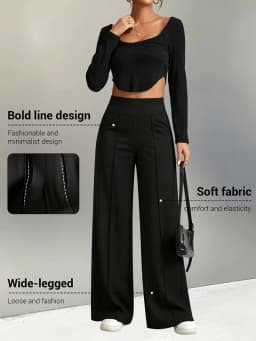Women High Waist Wide Leg Sweatpants Spring Summer Solid Loose Straight Casual Jogger Lounge Long Pants