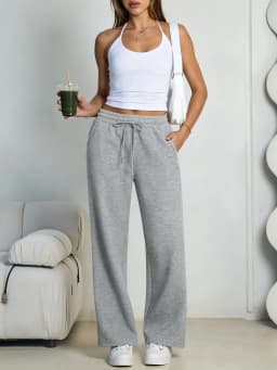 2026 New Harajuku Wide Leg Sweatpants Women Streetwear Baggy Oversize Gray Sports Pants Woman Drawstring Casual Joggers Trousers